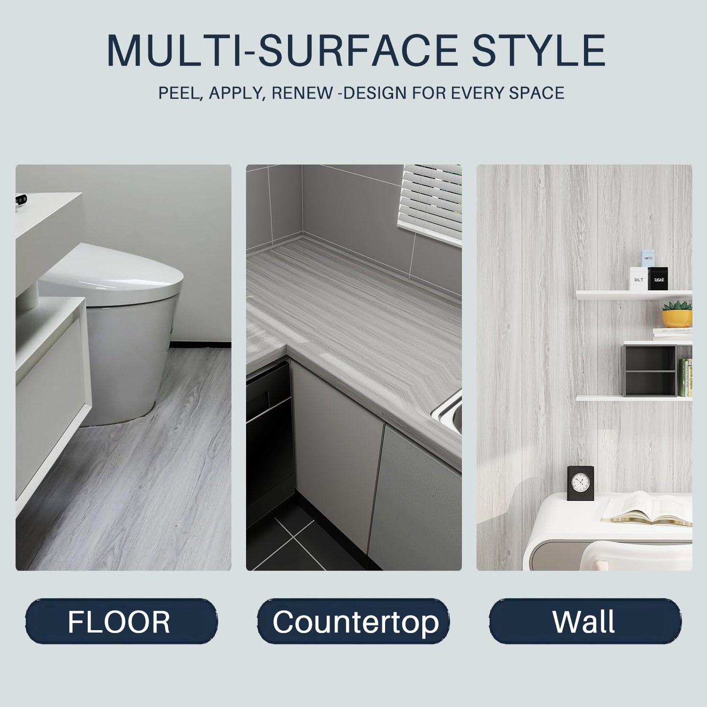 auxua Wood Grain Peel and Stick Floor Tiles – 11.8” Width, Full Roll Length of 118" – Versatile Design for Any Space, Light Color Self Adhesive Vinyl Flooring, Waterproof and Non-Slip Features