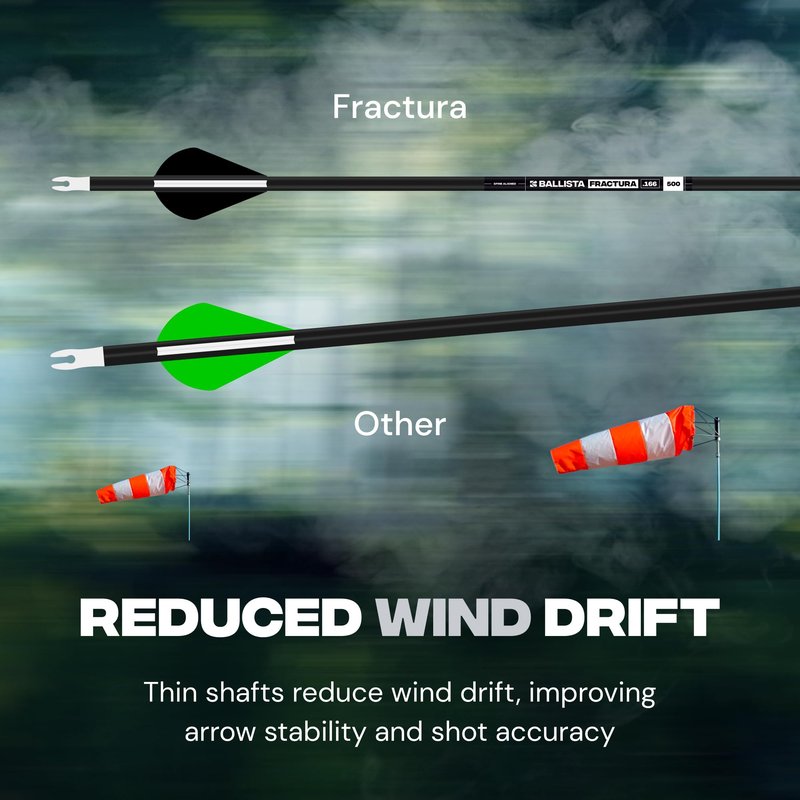 BALLISTA FRACTURA Hunting Micro Diameter Arrows for Compound and Recurve Archery Bow - Carbon 32", OD 6mm, Spine 300-6pcs