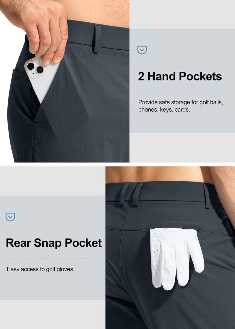 Pudolla Men's Golf Pants Mens Dress Slacks Pants Stretch Work Comfy Pants 30 Quick Dry Casual Trousers with Pockets(Iron Grey 36Wx30L)