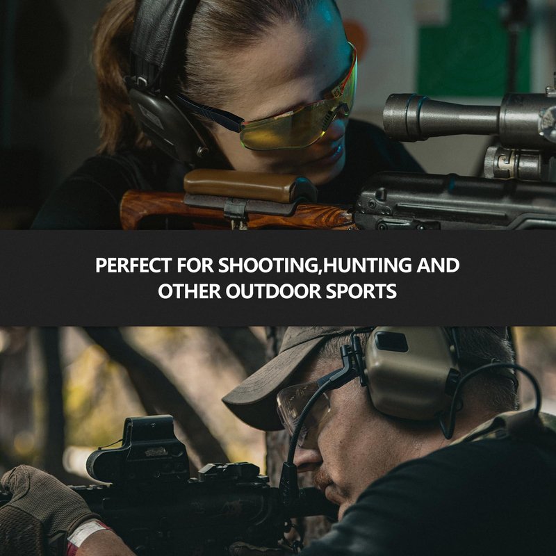 xaegistac Shooting Glasses Anti-fog Shooting Range Eye Protection, Adjustable Safety Glasses with Zipper Hard Case (khaki frame yellow lens)