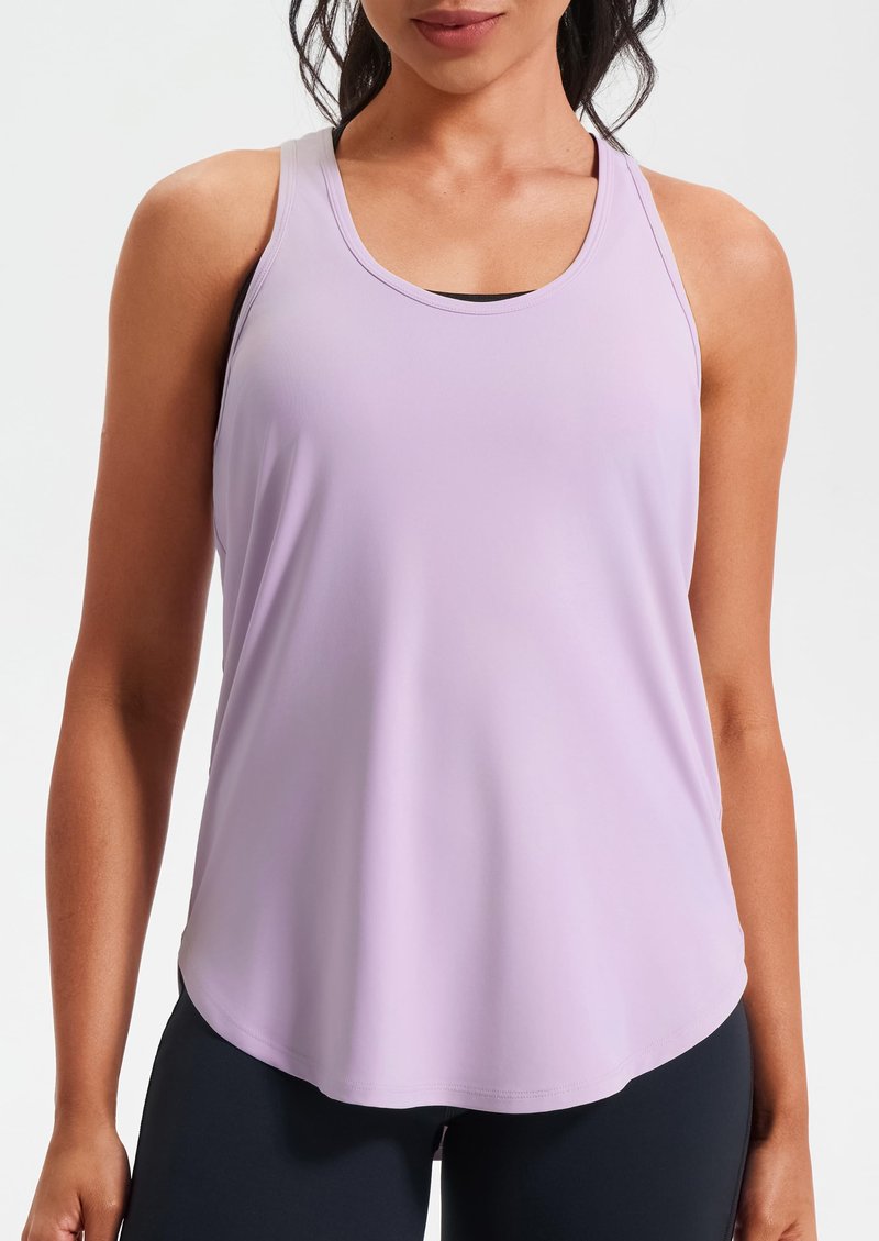 JOYSPELS Workout Tank Tops for Women, Ice Silk Quick Dry Athletic Running Shirts, Loose Fit Racerback Gym Tops Mauve
