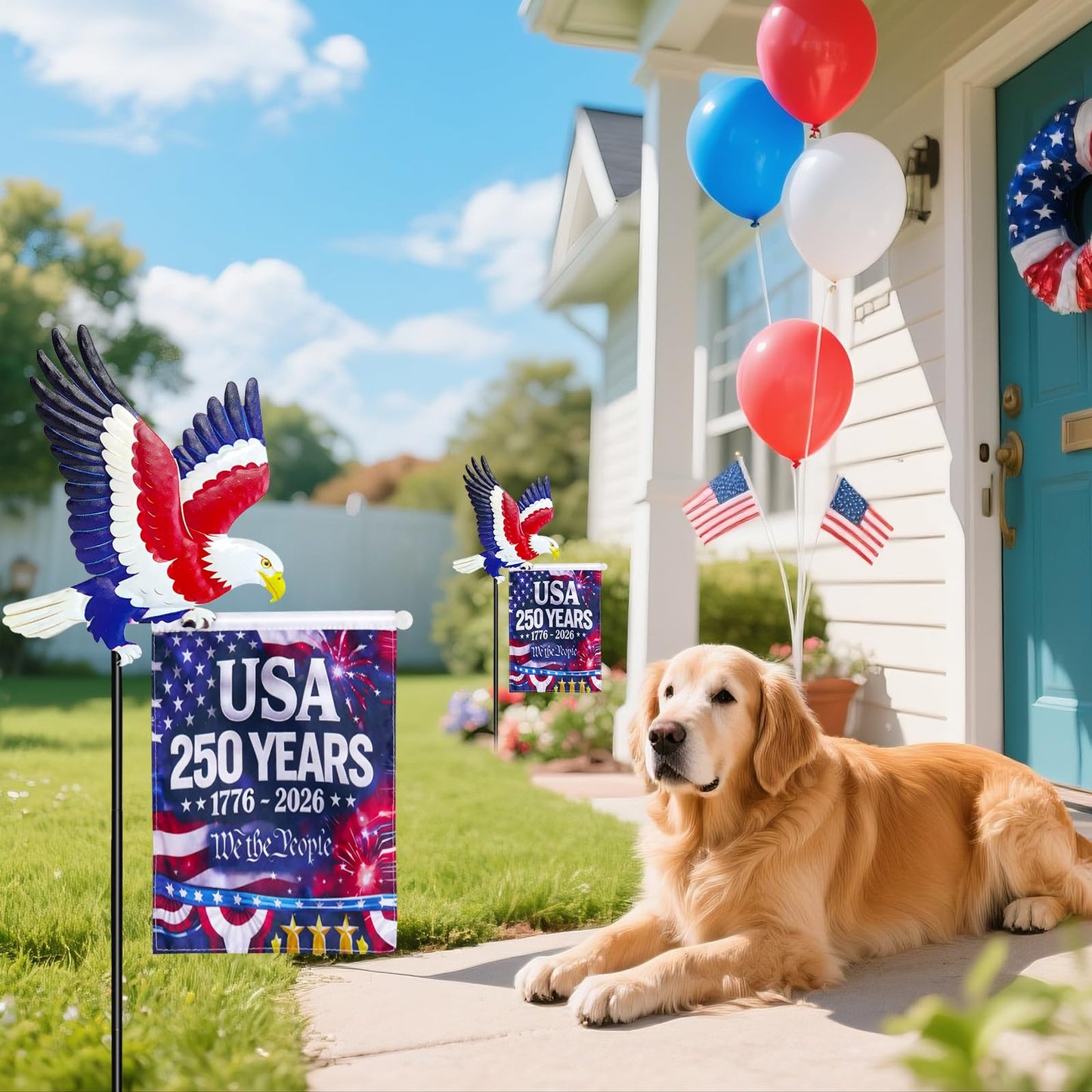 250th Anniversary America 9.4x6.5Inch Garden Flags,Eagle Garden Stakes with USA 1776-2026 Yard Sign Double-Sided Waterproof Flag,4th of July Patriotic Decorations Outdoor Independence Memorial Day