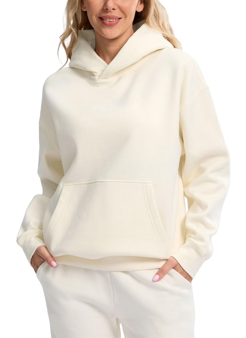 Hoodies for Women Oversized Fleece Sweatshirt with Pocket Loose Fit Casual Athletic Workout Pullover, Beige, Medium