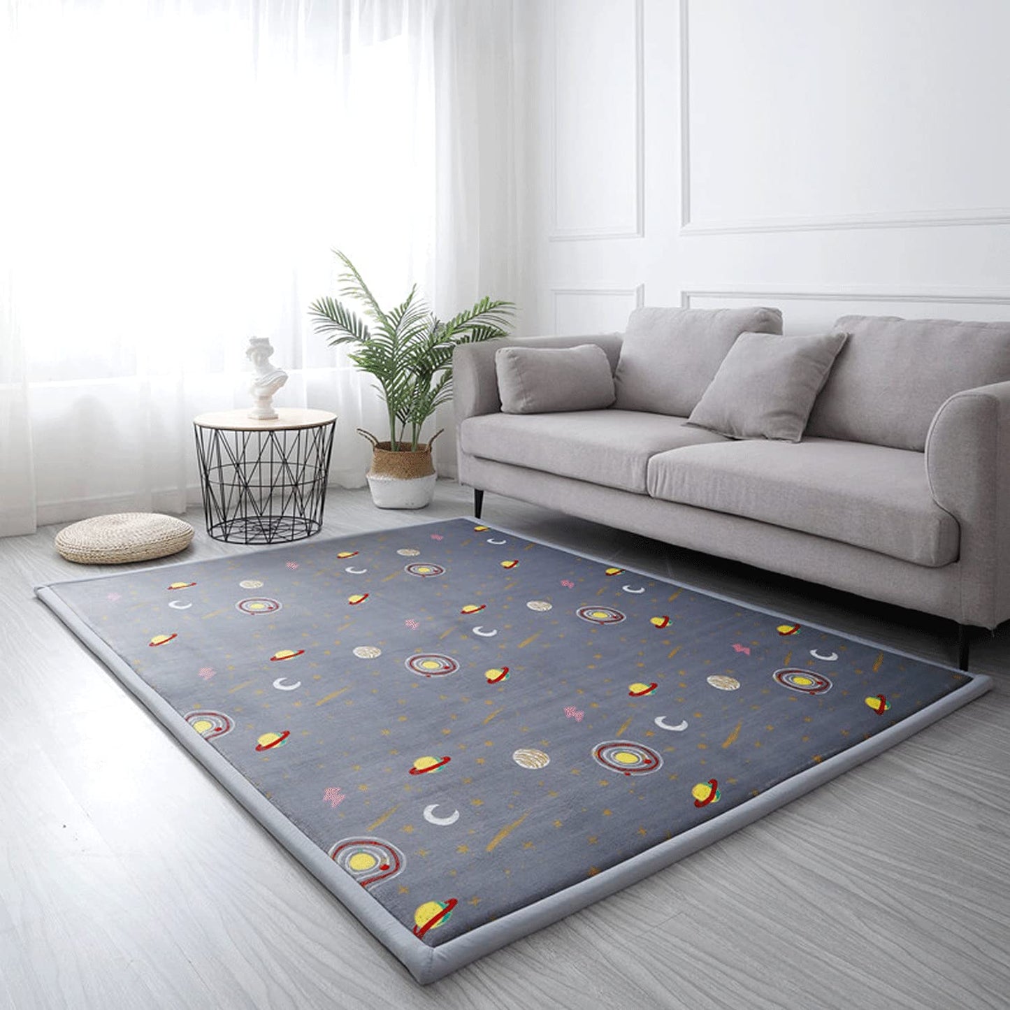 Loartee Coral Velvet Area Rug - 1" Thick Memory Foam Play Mat, Washable Carpet, Home Decor for Living Room, Bedroom, Astral Gray, 4'3"x6'3"