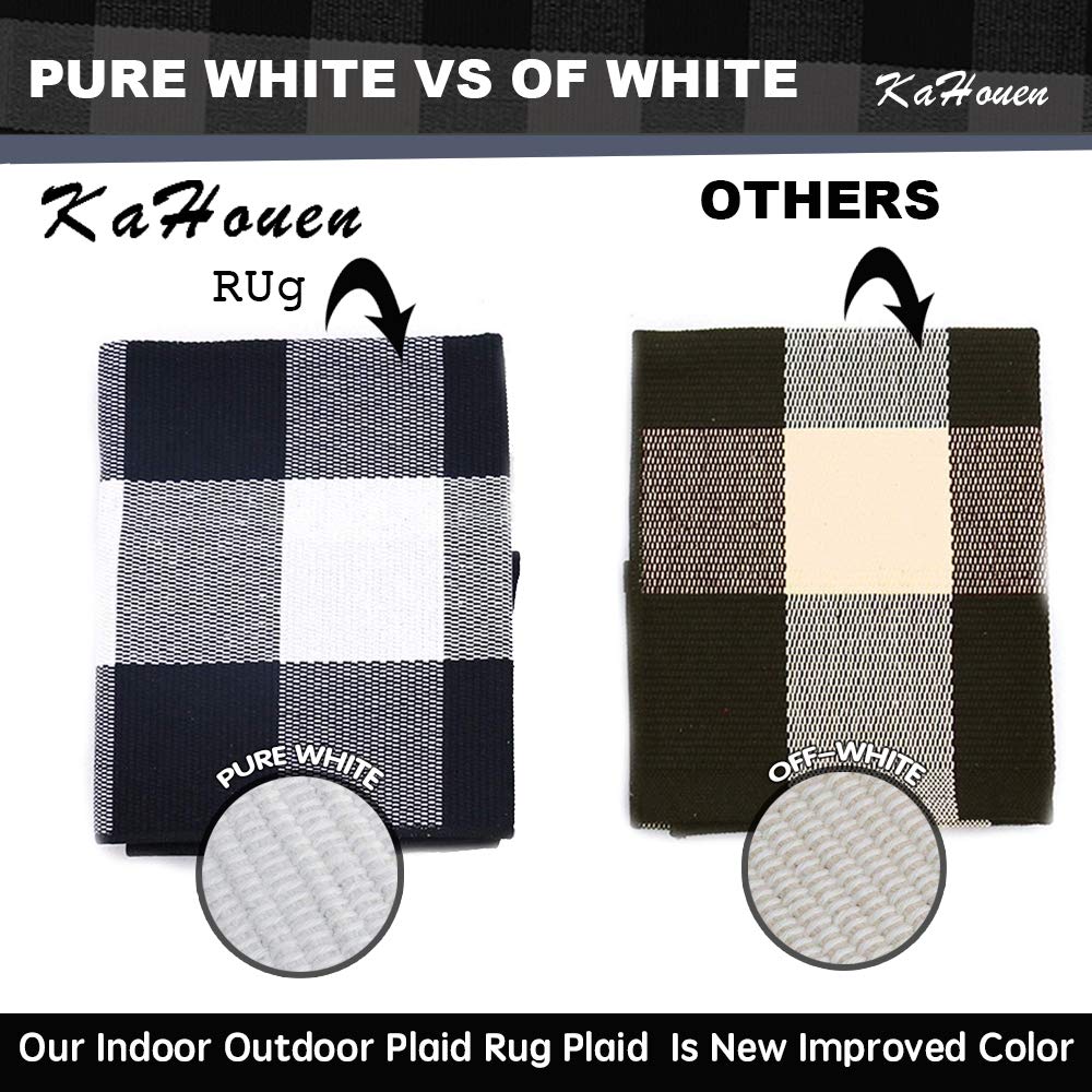 KaHouen Buffalo Check Runner Rug (24 x 71 Inches),Hand-Woven Buffalo Plaid Runner Rugs, Black and White Checkered Outdoor Rugs for Kitchen/Living Room/Bathroom/Laundry Room