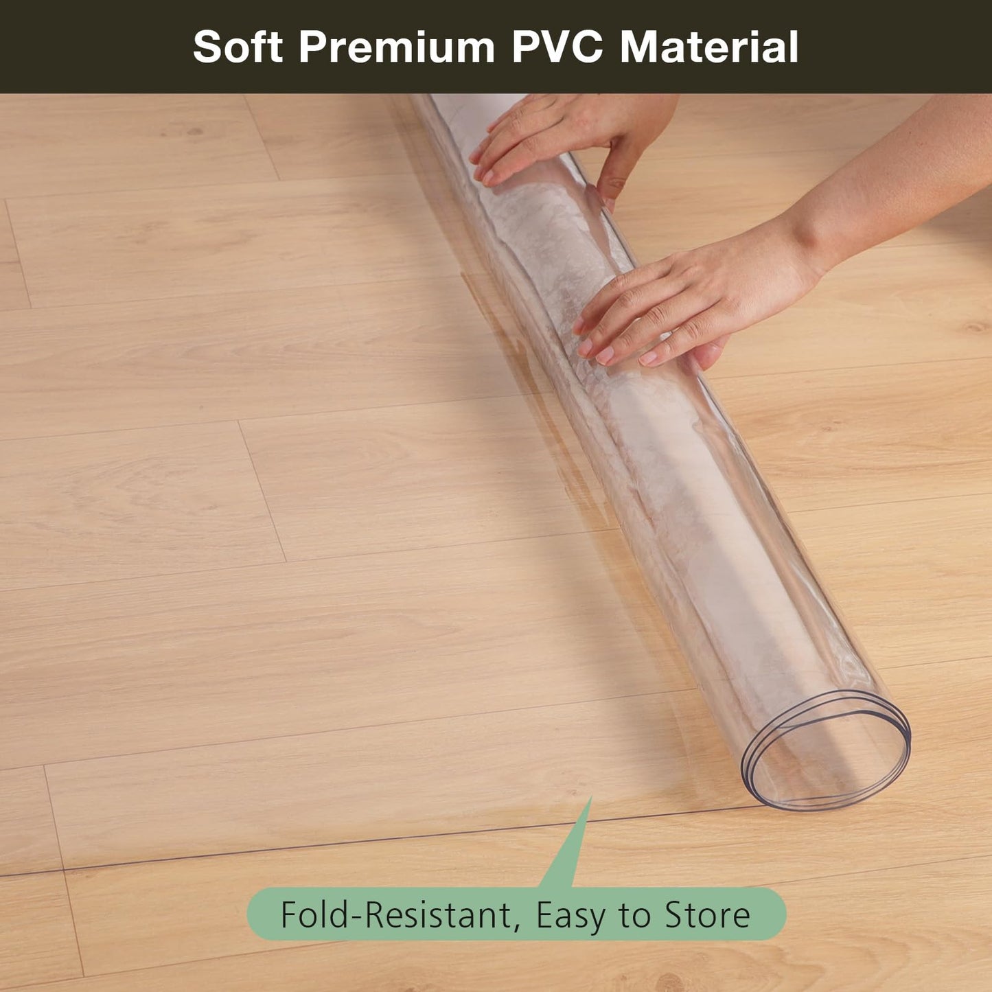 Crystal Clear Floor Mat 6×9ft, Upgraded Easy Flat Waterproof Vinyl Rug Cover, Large Stain-Resistant Plastic Area Rug Floor Protector for Kitchen, Dining Room, High-Traffic Areas