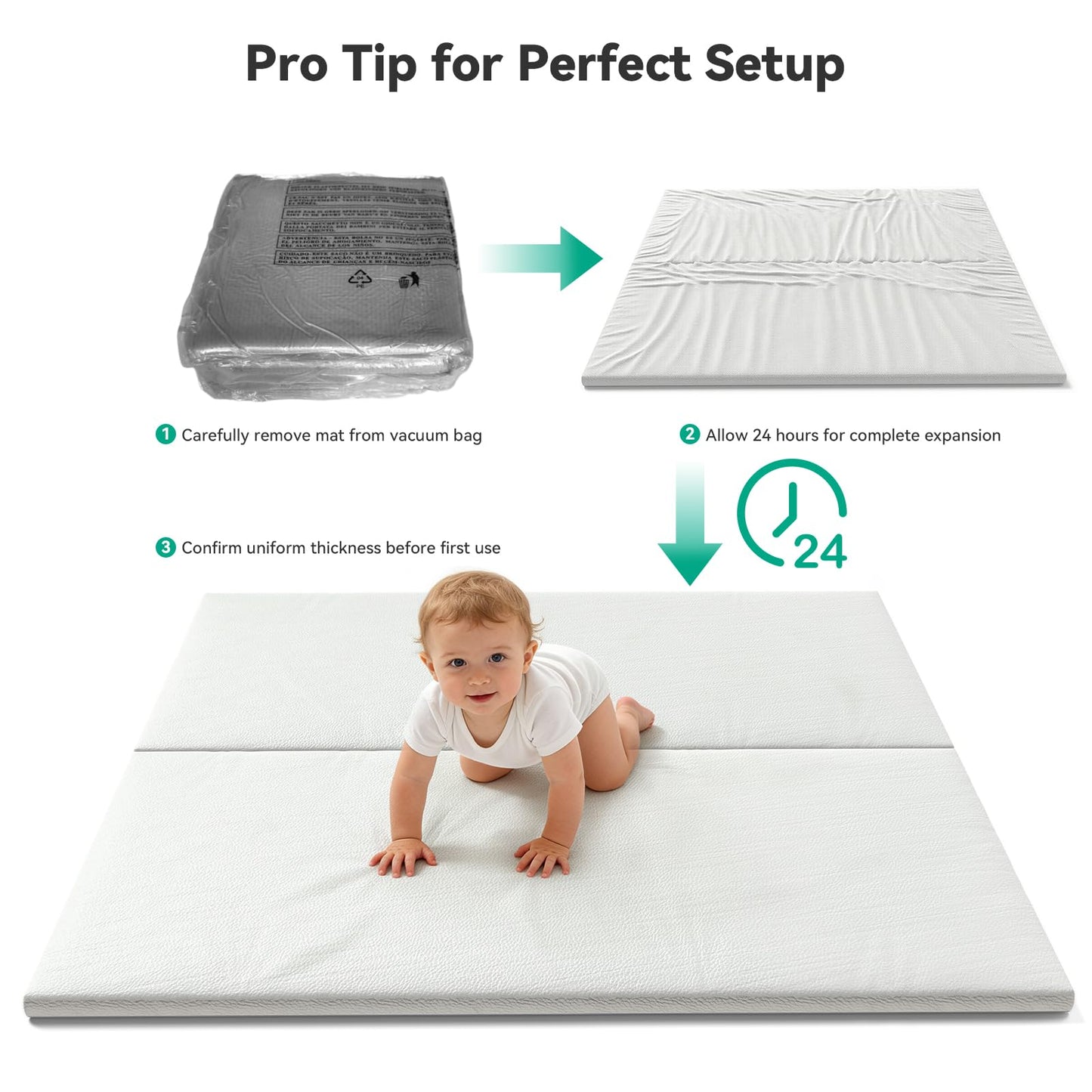 Baby Play Mat 50x50 inch, Extra Thick 1.3‘’ Waterproof Floor Mat for Crawling, Non-Toxic Large Activity Mat with Machine Washable Cover for Toddlers Infants Boys Girls