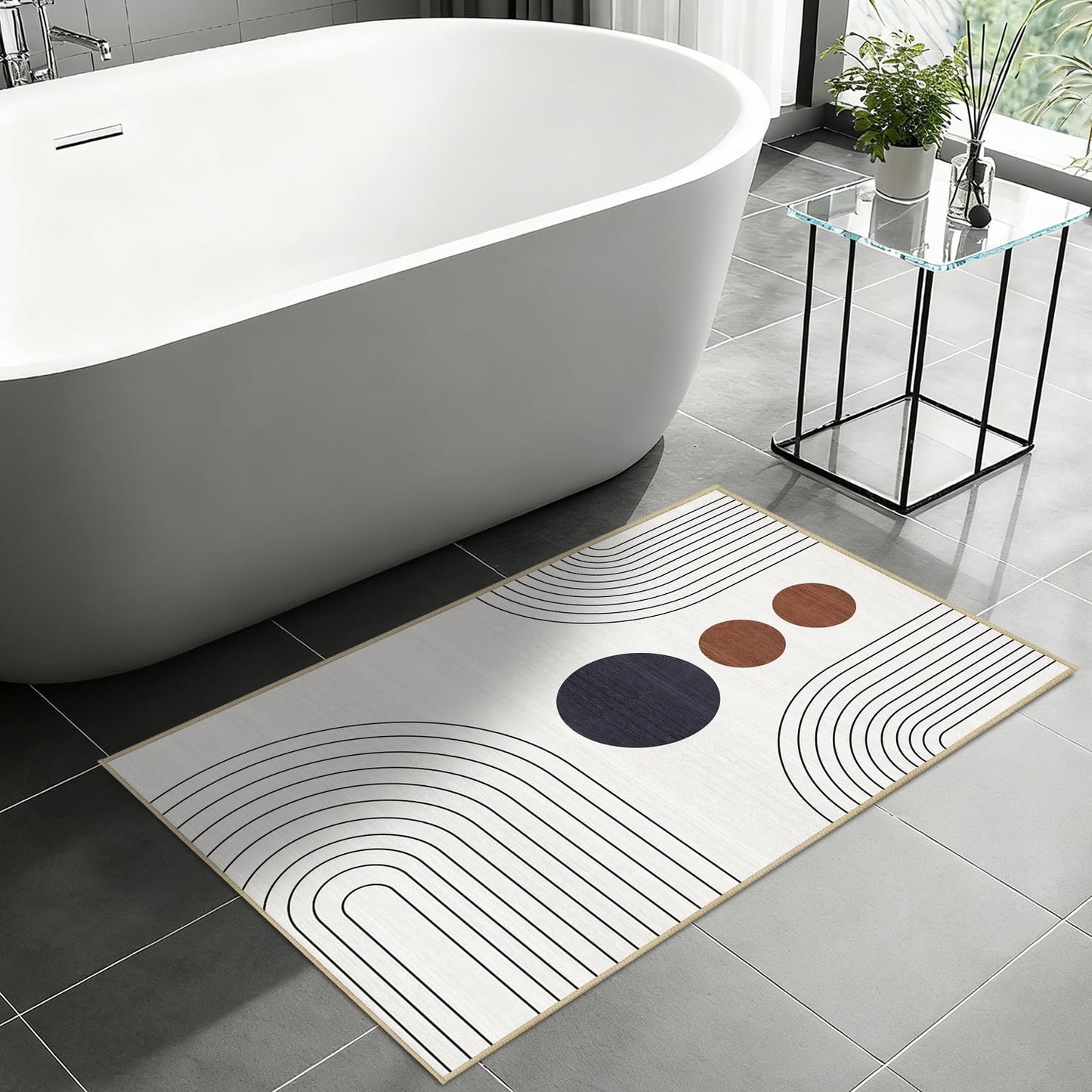 Boho 2x3 Rug for Entryway Modern Minimalist Abstract Line Area Rug Mid Century Modern Machine Washable Door Mat Contemporary Rugs Non-Slip Printed Low-Pile Floor Carpet for Kitchen Bathroom Laundry