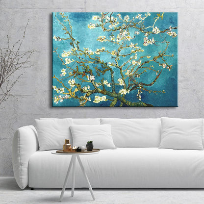 Wieco Art Framed Wall Art Canvas Prints of Almond Blossom by Vincent Van Gogh Paintings Reproduction Abstract Artwork for Wall Decor Golden Frame