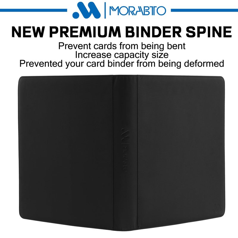 MORABTO Top Loader Binder, Holds 640 Top Loaders,16 Pocket Top Loader Binders for 3" x 4" Rigid Cards,Top Loader Card Binder for Hard Plastic Top Loaders -Black