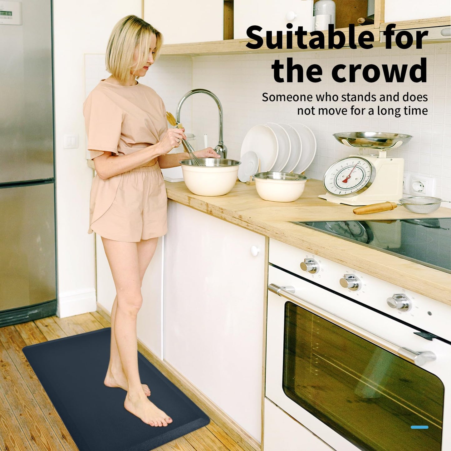 Art3d Anti Fatigue Mat - 1/2 Inch Cushioned Kitchen Mats - Comfort & Non Slip Cushion for Standing Desk, Office or Garage Floor (17.3"x28", Majolica Blue)