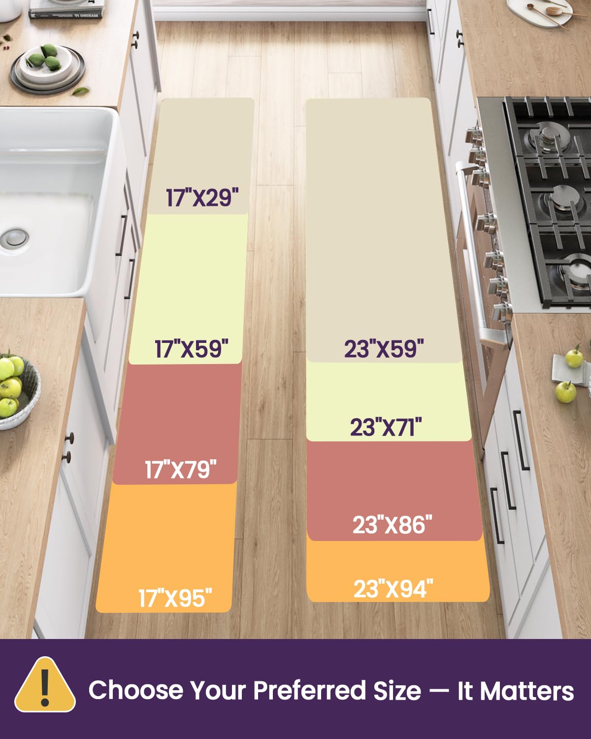 DEXI Kitchen Floor Mats Cushioned Anti Fatigue, 23x59 Wide Standing Runner Rug Waterproof, Comfort Memory Foam Padded for Front Sink Laundry, Grey
