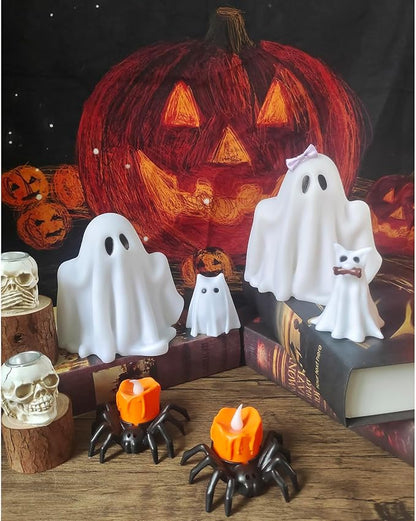 Halloween Decorations Indoor,Ghost Decor, Light Up Ghosts Kit Set of 4,Friendly Pets,Gothic Home Decor (2ghost 2cat)