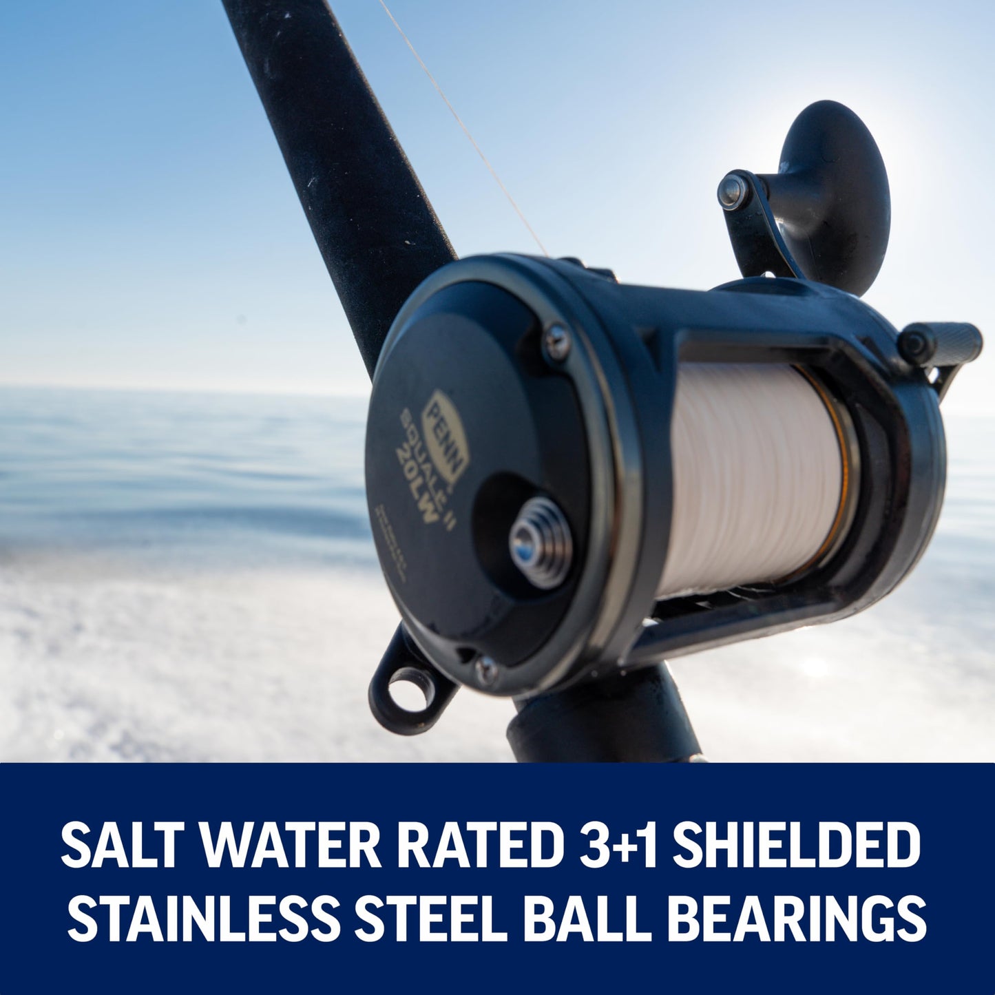 Penn 6'6" Squall II Level Wind Saltwater Rod and Reel Fishing Combo, 1-Piece Fishing Rod, Black/Gold