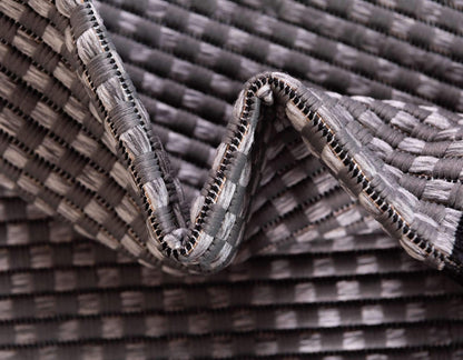 Unique Loom Outdoor Border Collection Area Rug - Multi Border (4' x 6' Rectangle, Gray/ Black)
