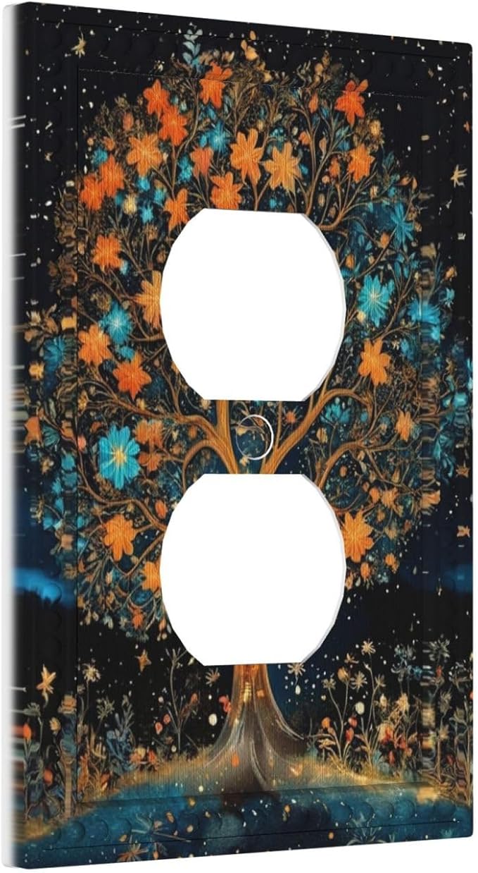 Magical Life Tree in Night Sky Light Switch Cover 1 Gang Outlet Plate Single Duplex Wall Plate Covers Decorative Switchplate Covers Electrical Faceplate for Home Living Decor