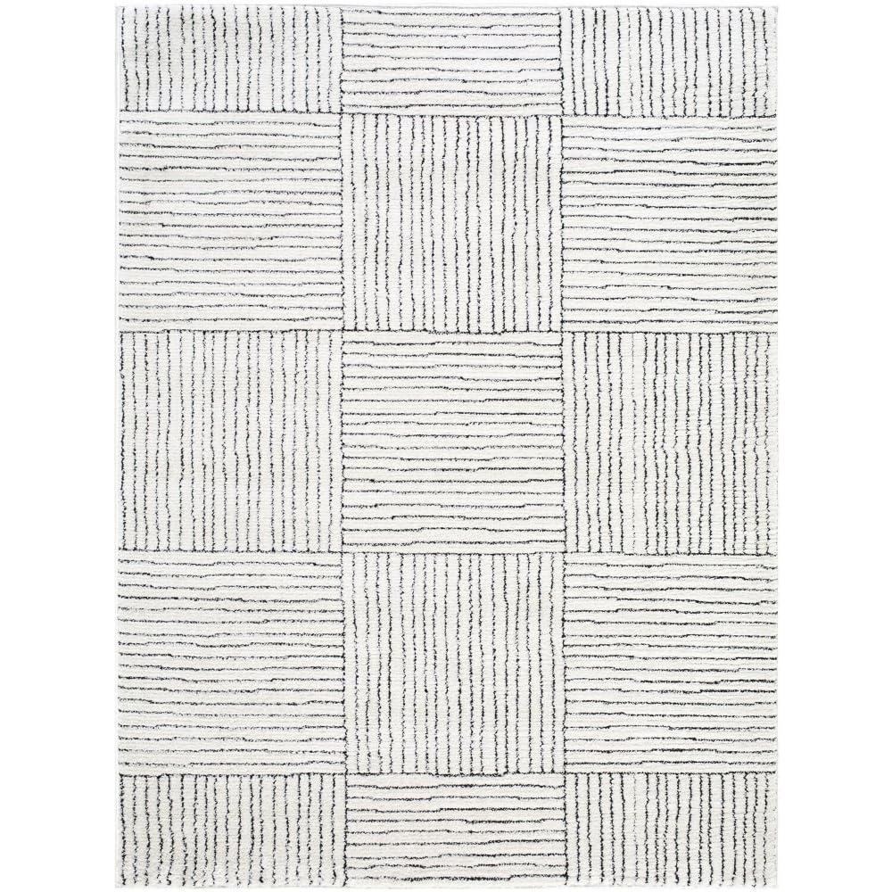 Livabliss x Galey Alix Architect I Modern Geometric Area Rug, 7'10" x 10' (8' x 10'), Ivory/Black