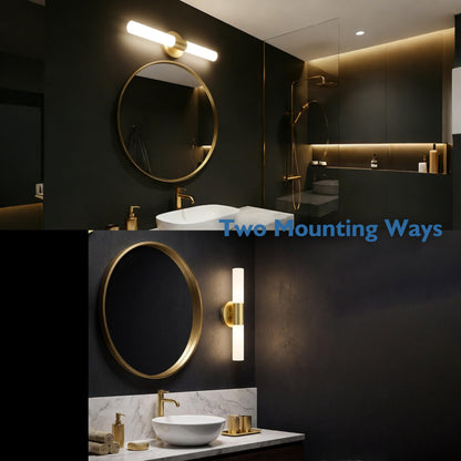 Jolux LED Bathroom Vanity Lights for Mirror,16W 1000LM Dimmable Wall Sconce with 5CCT (2700K-5000K) & Wall Switch,Gold Modern Light Fixture for Bathroom Mirror Lighting.