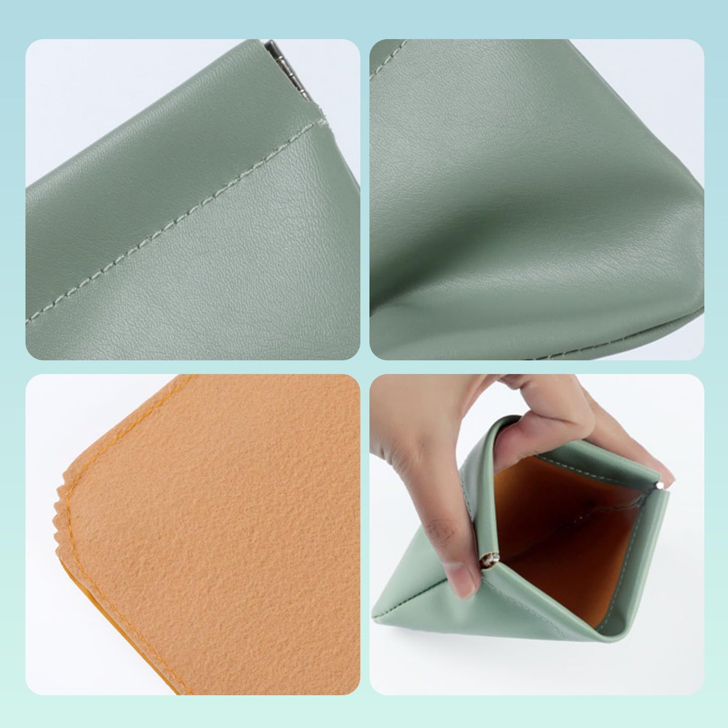 KJMYYXGS 10 pcs Personalized Snap Closure Leather Organizer Pouch for Purse Portable Jolly Wish Pouches Small No Zipper Self-Closing Lambskin Pocket Cosmetic Bag for Women