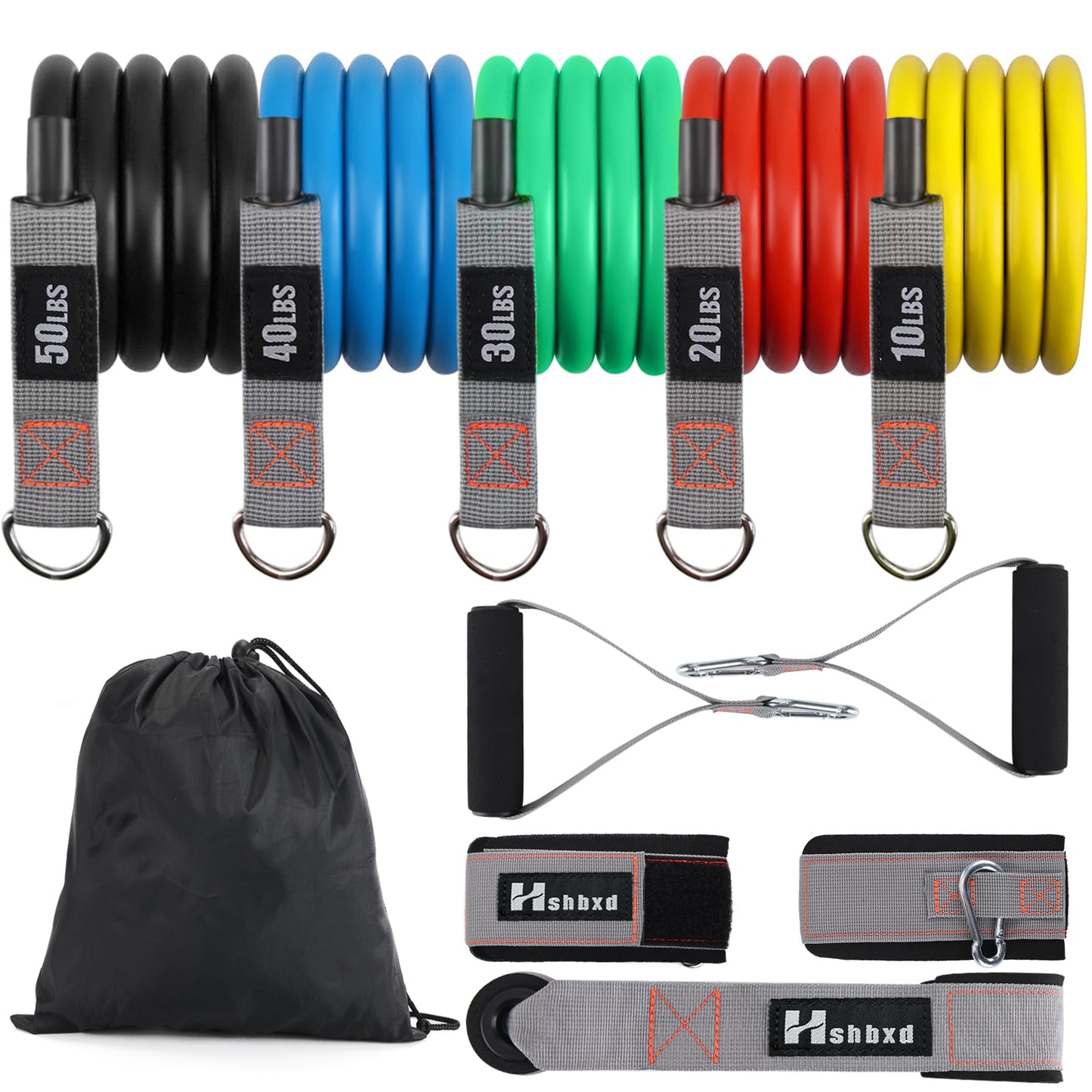 Resistance Bands with Handles for Working Out Women and Men, Exercise Bands with Door Anchor, Stretch Bands for Home Workouts, Simple Guide Included