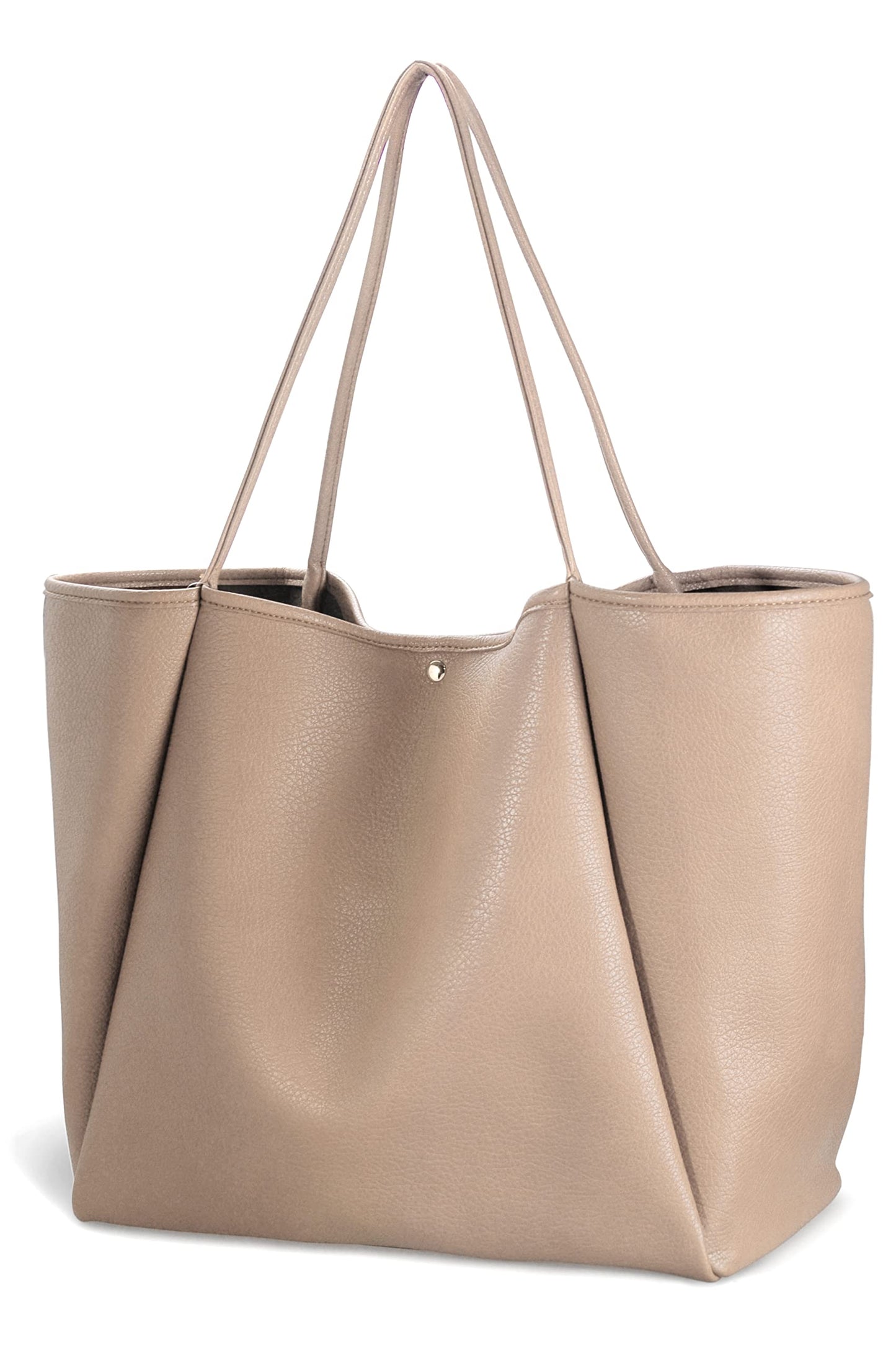Oversize Pu Leather Tote Women Weekender Bag Shopper Handbag Travel Purse (Nude)