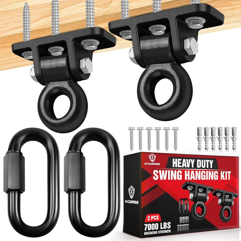 X-CUIRASS [Premium] Swing Hanger, Heavy Duty 10MM Solid Swing Set Hardware, Swing Hooks Screws Bolts with Quick Link, Swing Set Bracket for Porch, Playground, Concrete, Wooden