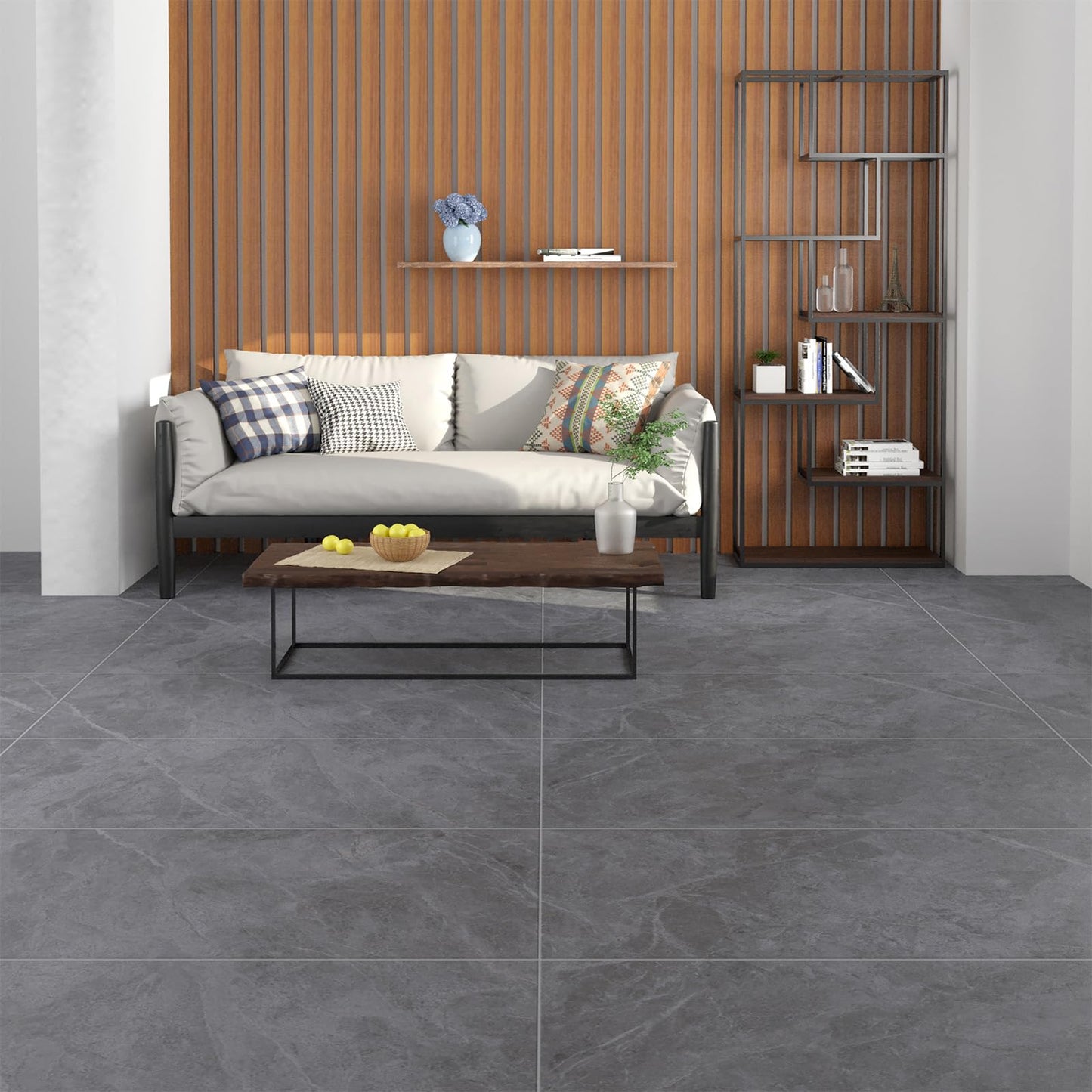 Freshtour Vinyl Flooring Roll, Versatile Removable PET Leather-Like Floor Covering, Waterproof & Durable, Easy Tape Installation, Cost-Effective for Any Room, Grey Marble/ 32.29 Sq.ft (39.3" x 118")