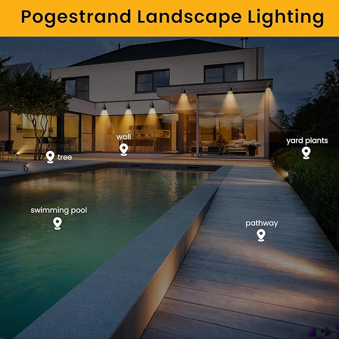 Low Voltage Landscape Lighting,6 Pack Outdoor LED Landscape Spotlights with Transformer 27V Garden Lights Pathway Lights IP65 Waterproof 3000K Warm White