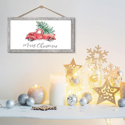 Farmhouse Wall Decor Sign Christmas Decoration Indoor Christmas Wall Decor With 10 Interchangeable Holiday Sayings Merry Xmas Sign for Xmas Thanksgiving Rustic Home Decors Living Room Bedroom 9x17