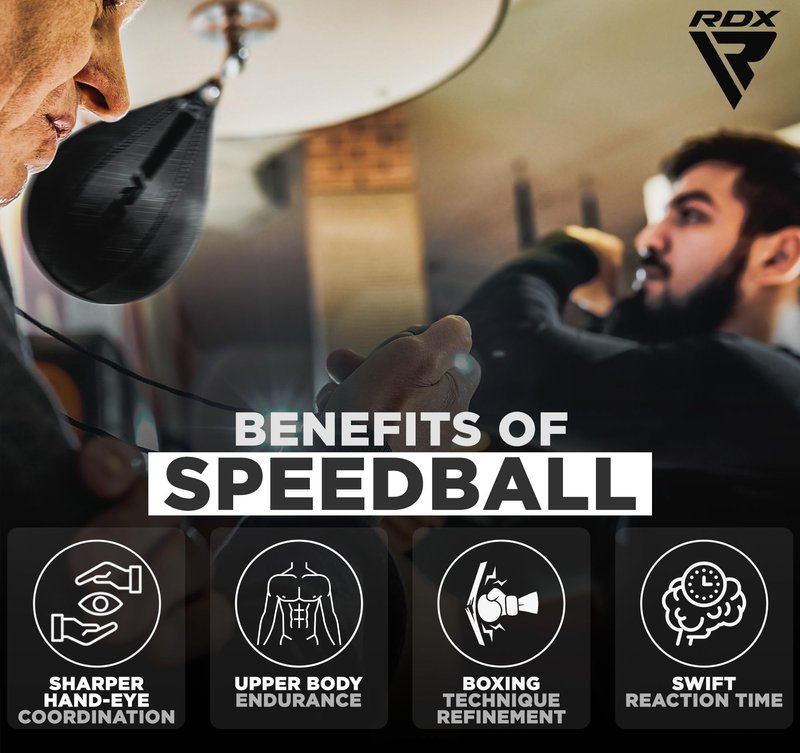 RDX Speed Bag Boxing Ball, Maya Hide Leather Dodge Striking Target with Additional Bladder, MMA Muay Thai Punching Workout Kicking Martial Arts Training Home Gym Exercise Speedball