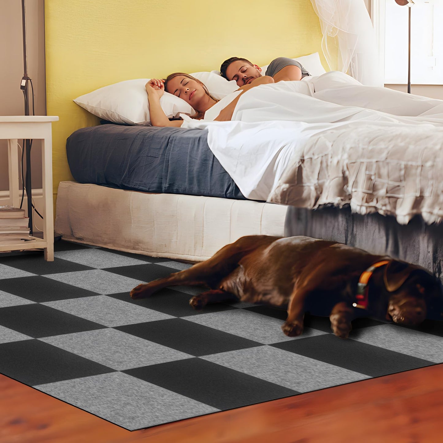 10Pcs Carpet Tiles Peel and Stick 12”x 12” Non-Slip Self Adhesive Squares Carpet Floor Tile Reusable Waterproof Carpet for Living Room Bedroom