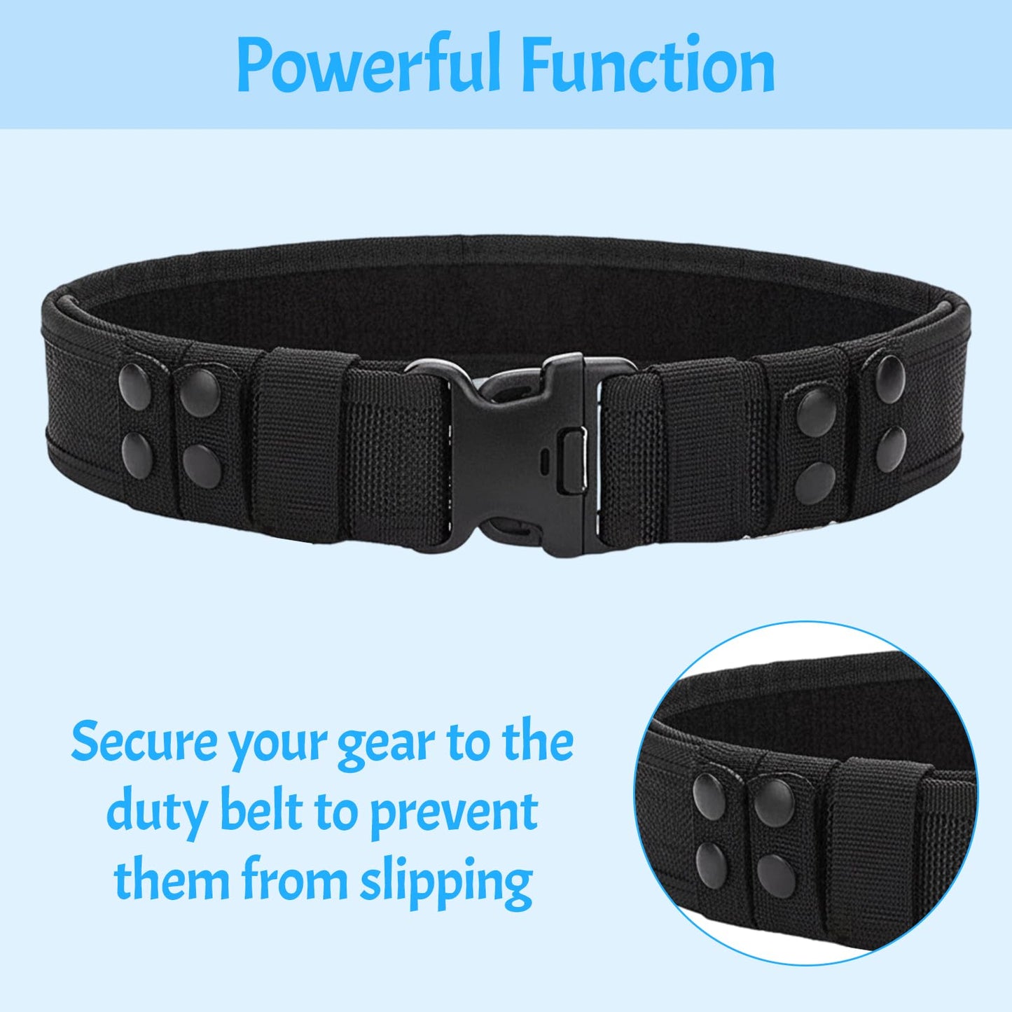 LQDXZQ 9Pcs Nylon Belt Keepers for Duty Belt, 2 Inch Wide Tactical Clips with Double Snaps Police Security Law Enforcement Gear Heavy Duty Accessories to Prevent Shifting (Black)
