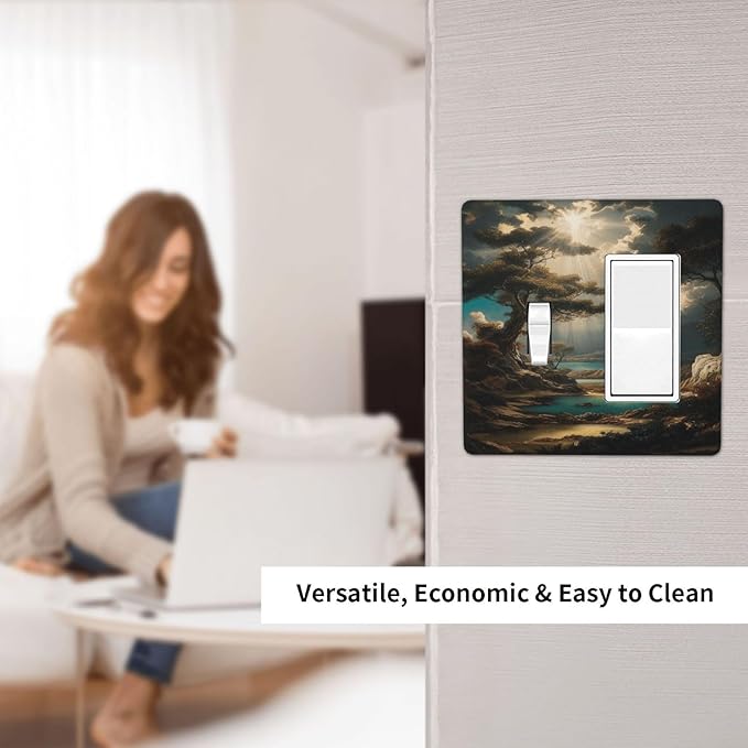 Decorative Art Light Switch Covers Sunburst Over the Wilderness 2 Gang Single Toggle Rocker Combination Electrical Faceplate Switchplate Wall Plate for Home Decor