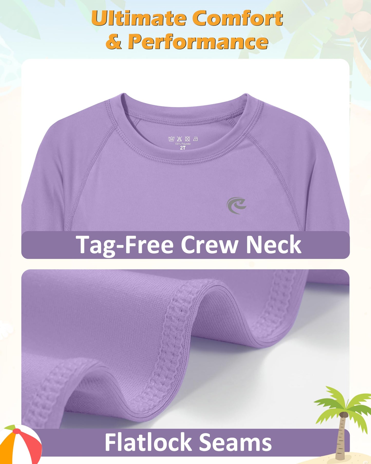 Boys UPF 50+ Swim Shirt Long Sleeve, 1 or 2 Pack UV Sun Protection Rash Guard, Youth Kids SPF Water Shirts for Beach Surf