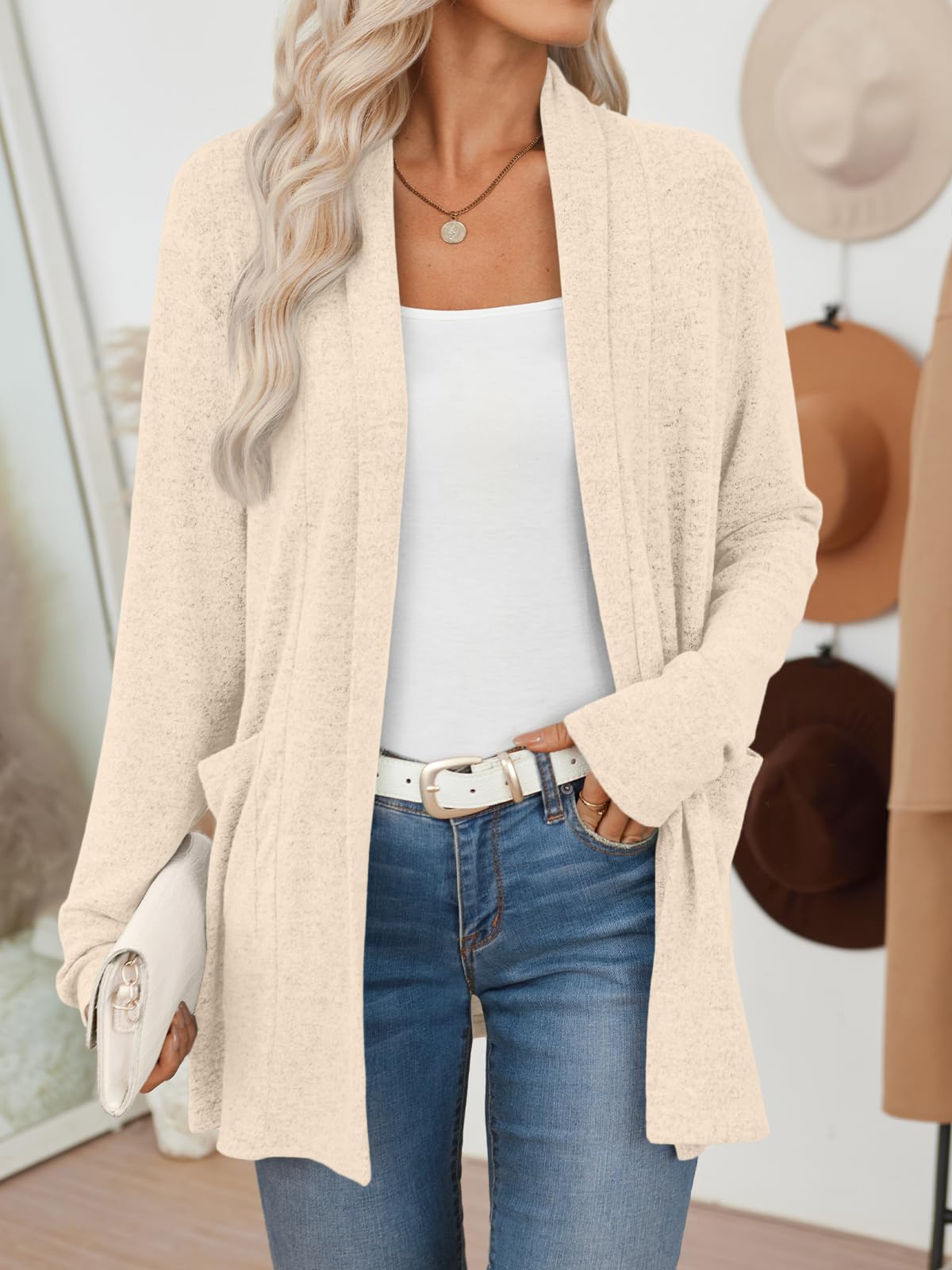 LILLUSORY Cardigan Sweaters for Women Lightweight Open Front Cardigans Casual Loose 2025 Fall Sweater with Pockets