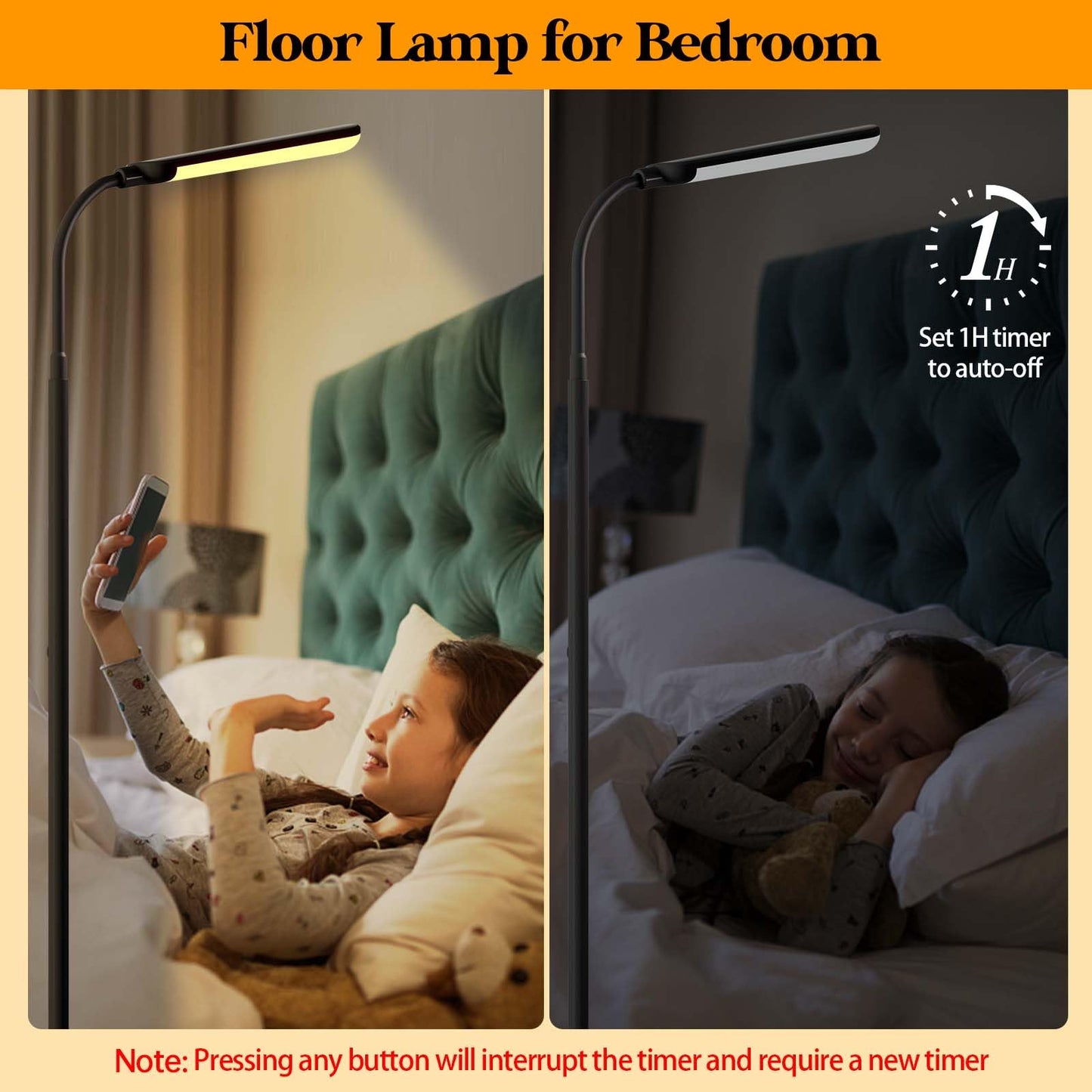 Aisutha LED Floor Lamp, 18W Super Bright Floor Lamp for Living Room, Adjustable Stepless Colors & Brightness Standing Lamp, Eye Caring Reading Light with Remote