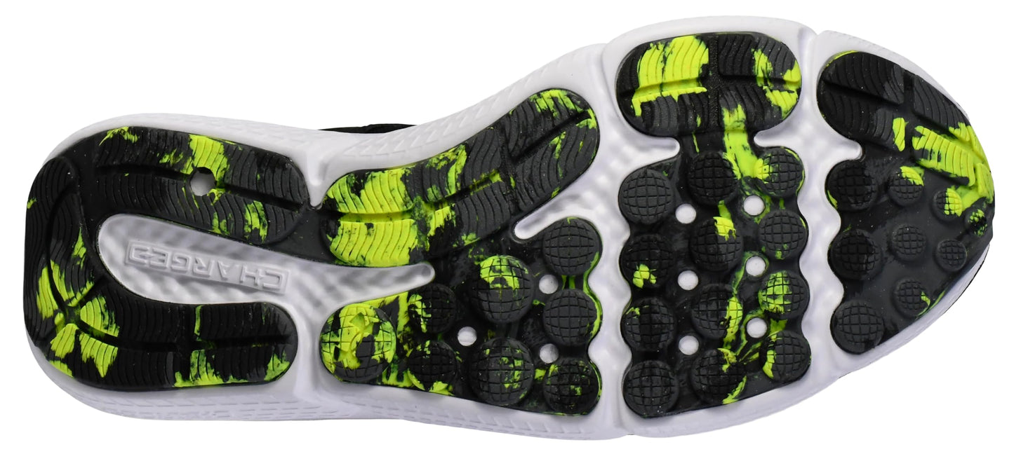 Under Armour Men's Charged Assert 10 Shoes, (004) Black/Black/High Vis Yellow, 9 X-Wide