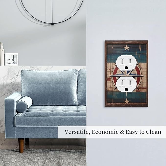 Decorative Art Light Switch Covers Nautical Rustic Star Emblem 1 Gang Single Duplex Outlet Wall Plate Switchplate Electrical Faceplate for Home Decor