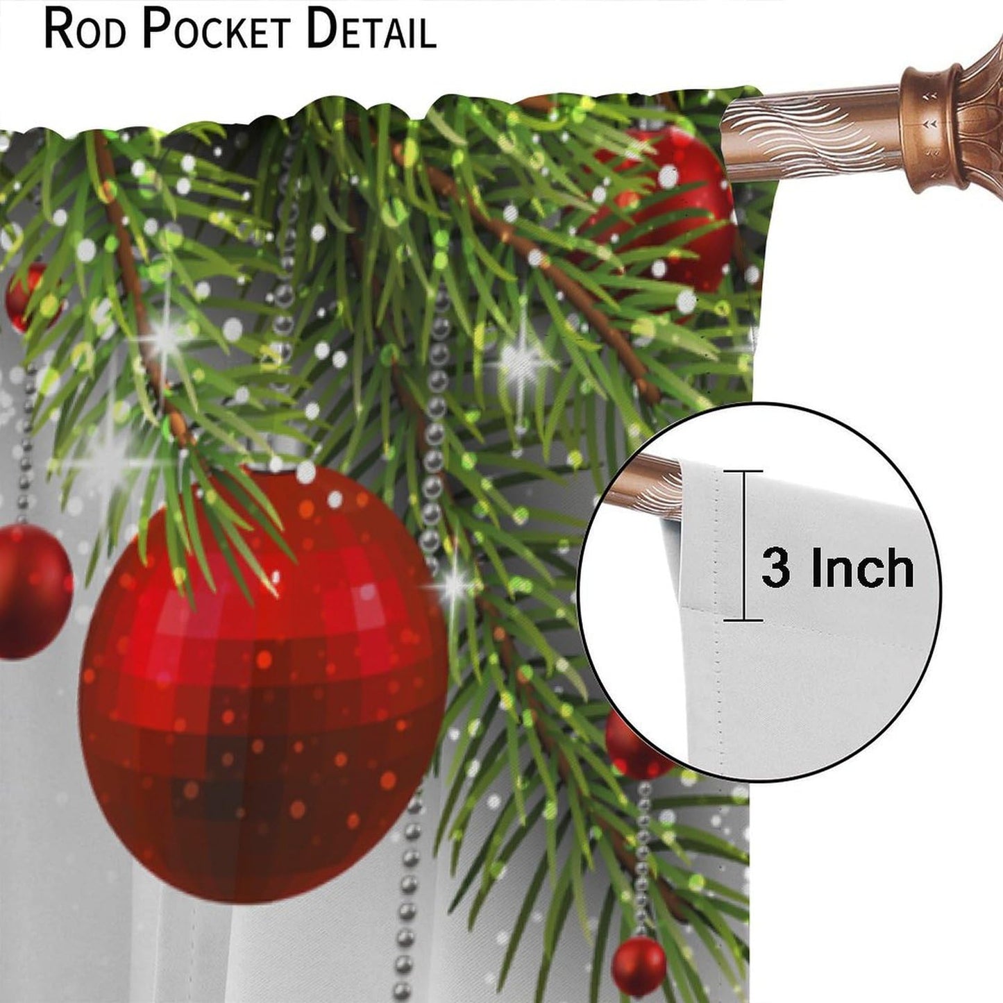 Merry Christmas Classical Ornaments and Baubles Coniferous Pine Tree Blackout Window Treatmen for Living Room Bedroom Decor Window Drapes 52" W X 84" L