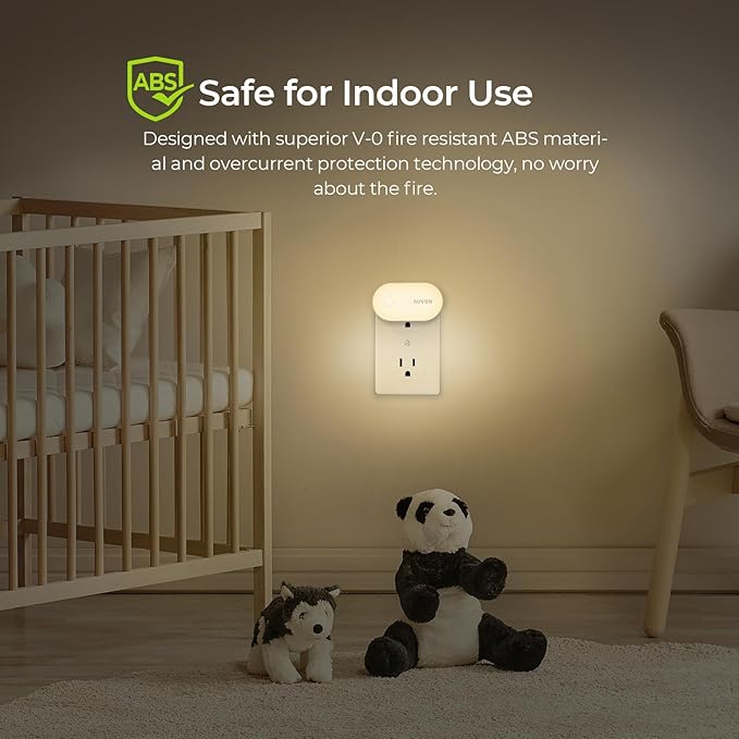 AUVON Night Light Plug in with Motion Sensor (120 Lumens), Dimmable Smart LED Night Lights, 1-120lm Brightness, for Bathroom, Hallway, Garage, Toilet (4 Pack)