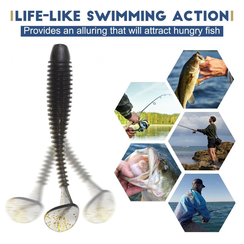 Swimbaits Paddle 50PCS, 2.55 Inchs Paddle Tail, Soft Lure for Trout Crappie Bass, Durable Plastic Bait Swimmer for Saltwater/Freshwater, Fishing Lover's Gift
