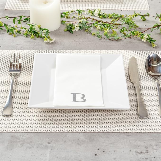 Luxenap 15.8 X 7.9 Inch Linen-Feel Guest Towels, 50 Lettered Hand Towels