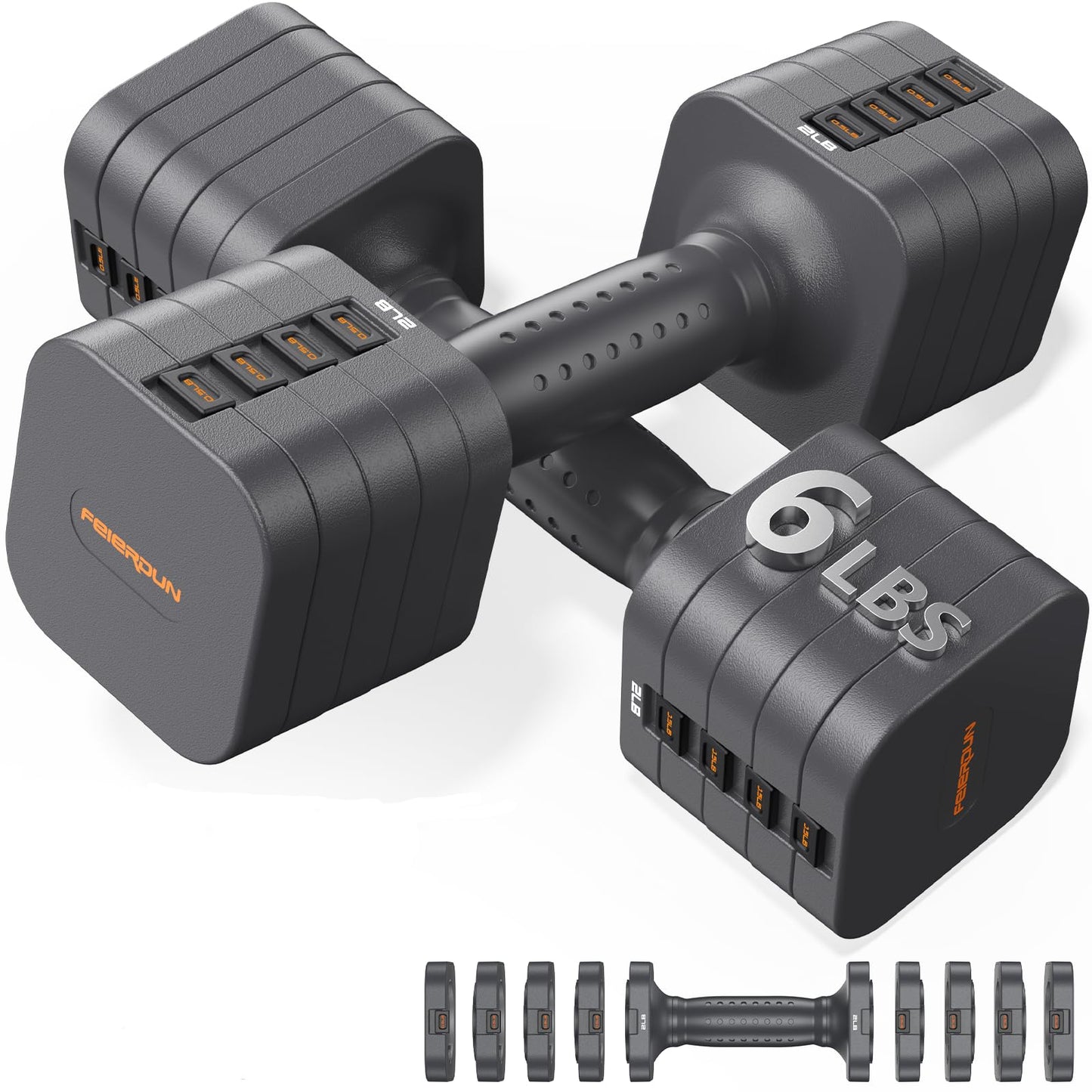 FEIERDUN 5-in-1 Adjustable Dumbbell Set of 2, 12LBS/20LBS Hand Weights for Women, 1s-Adjust Dual-Stable Dumbbell Set for Women Home Gym & Outdoor
