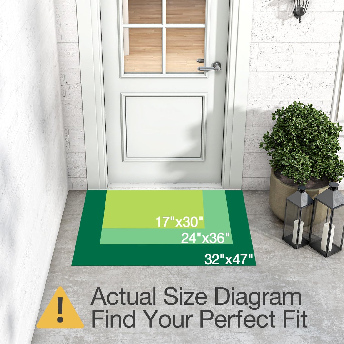 LUMI Outside Welcome Door Mat 24x36, Non Slip Durable Rubber Entrance Doormat, Low Profile Easy Clean Mats for Front Back Door Entryway Porch Garage, Hello