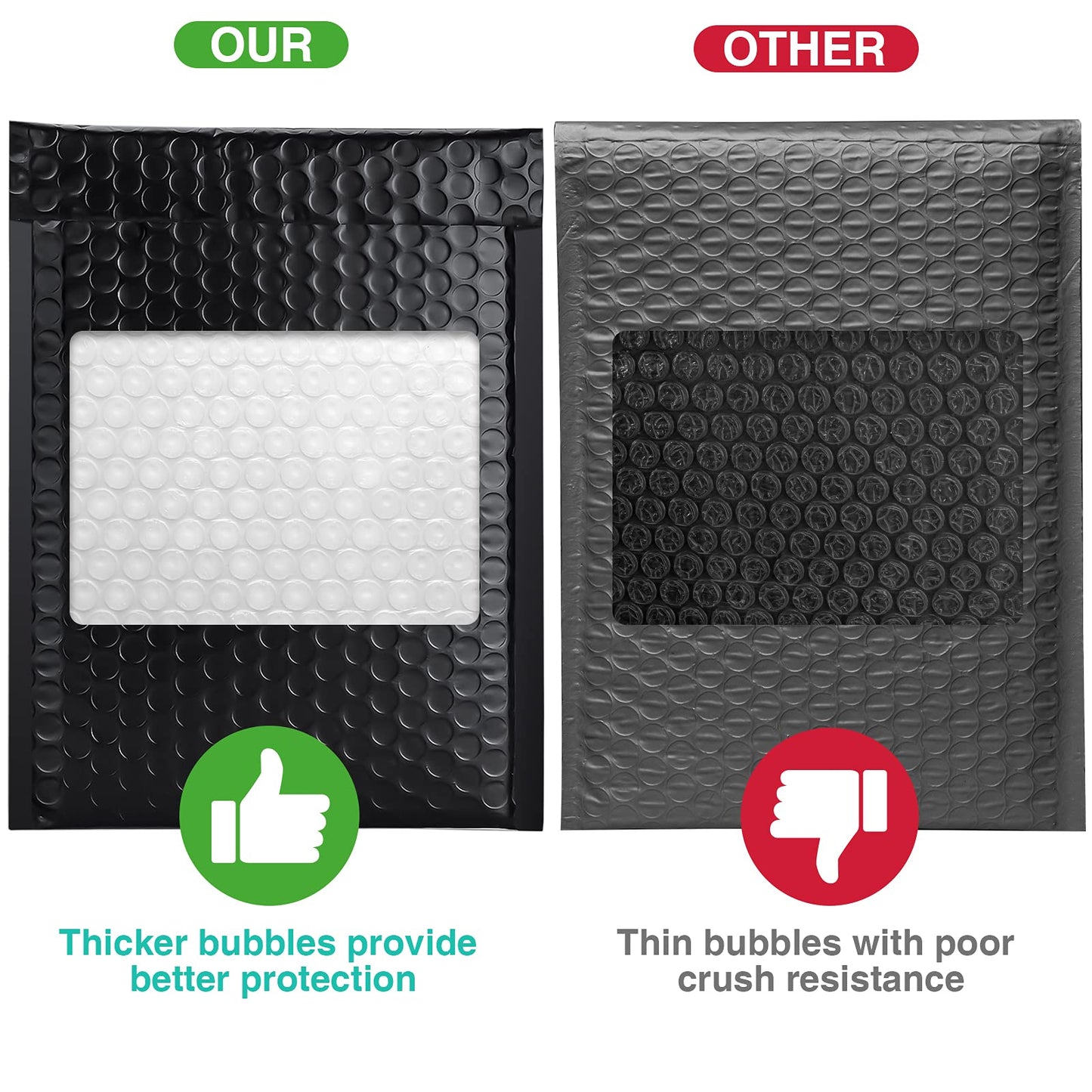 Metronic Bubble Mailers 6x10 Inch 25 Pack Usable Size 6x9" Black Bubble Mailer Waterproof Padded Envelopes for Gifts Packaging, Shipping, Mailing, Small Business Supplies