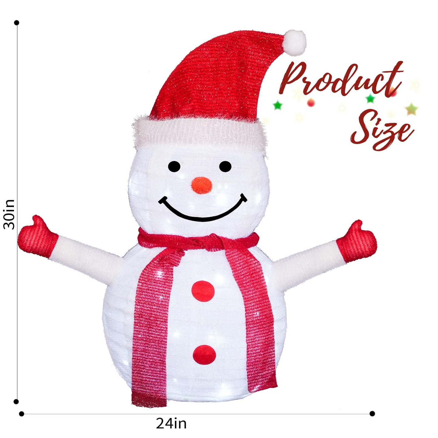 PIXFAIRY Christmas Standing Lighted Snowman Decoration, Battery Operated Light-Up Christmas Decorations for porches, lawns, Yards, Indoor and Outdoor (2.75ft)