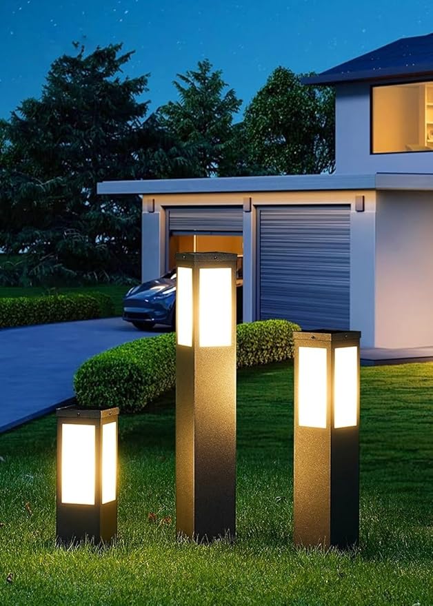 Outdoor Landscape Path Light E26 Bollard Lighting Fixture IP54 Waterproof Pathway Light with Stainless Steel Garden Floor Lamp Outdoor Walkway Lights for Lawn Courtyard Driveway Decoration