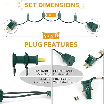 100 Counts Aqua LED Christmas Lights – 50ft 5mm Aqua Christmas Lights Outdoor Commercial Grade Waterproof, Indoor Christmas Tree Decorations, Green Wire Mini Aqua String Lights, UL, IP:65