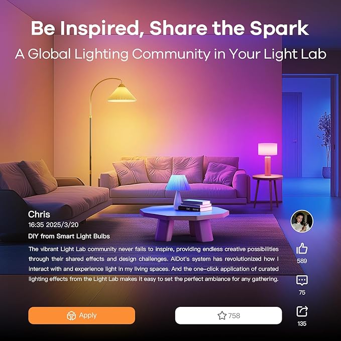 OREiN Matter Smart Light Bulb, BR30 Smart Bulbs with Remote 650LM 60W, Recessed Color Changing Bulbs RGBTW, Smart Flood Light Bulb Compatible with Alexa, Apple Home, Google Home, SmartThings, 4Pack