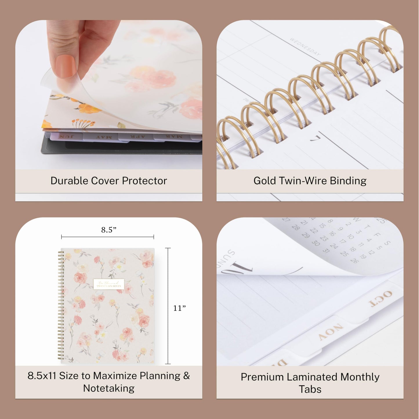 Blue Sky Life Note It 2026-2027 Academic Year Weekly and Monthly Planner, July 2026 - June 2027, 8.5” x 11”, Flexible Cover, Laminated Tabs, Wirebound, Storage Pocket, Hannah